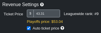 Screenshot playoff ticket price indicator
